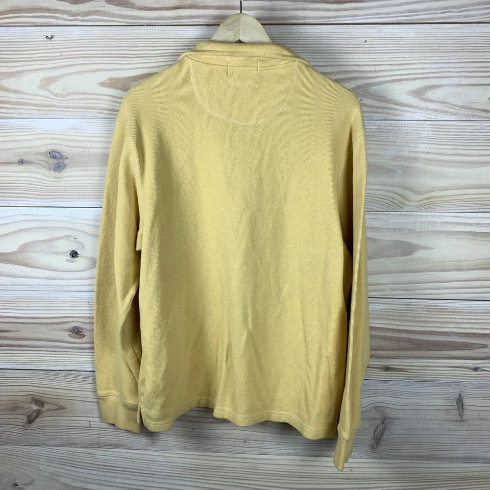 VTG Eddie Bauer 1/4 Zip Pullover Men Medium Yellow Ribbed Sweater Preppy Outdoor